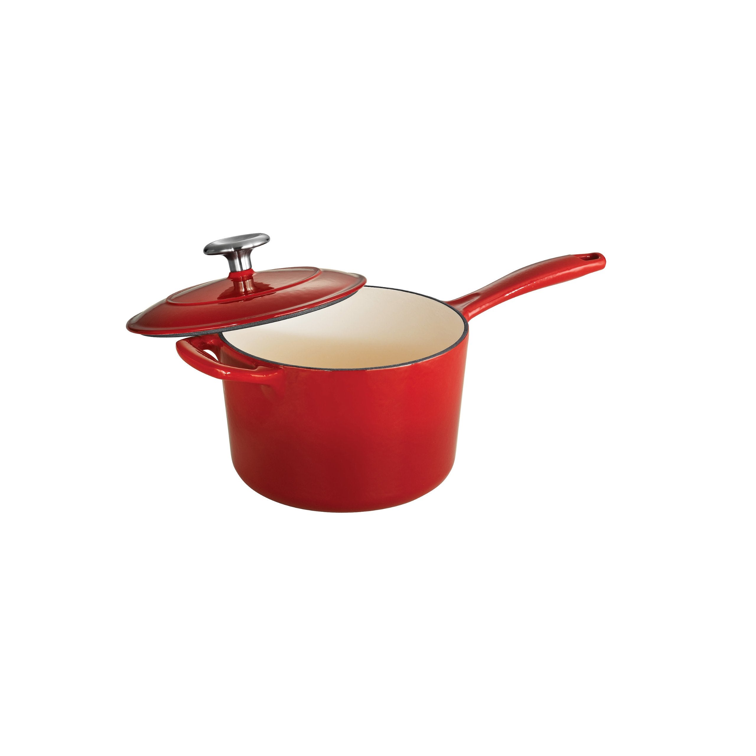 Tramontina Covered Sauce Pan Enameled Cast Iron 2.5-Quart, Gradated Red