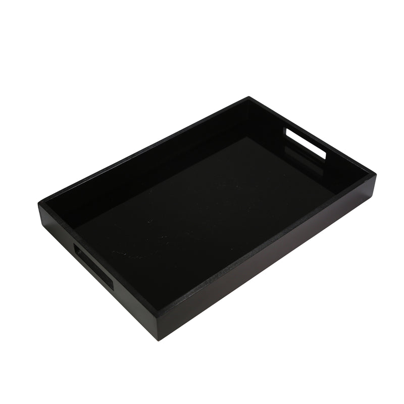 Black Wood/Glass Tray, Trays