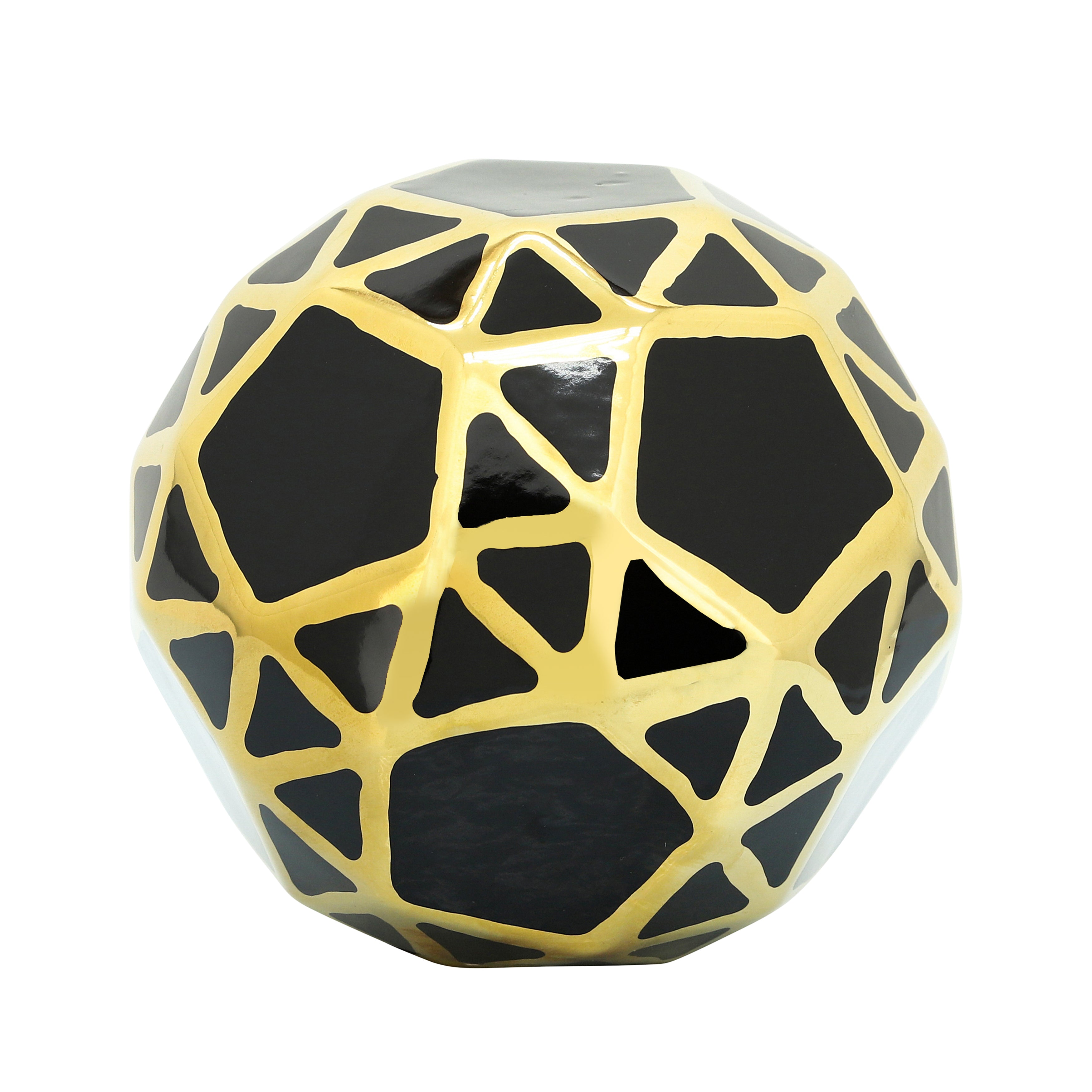 Ceramic Orb 6" Black/Gold, Decorative Objects