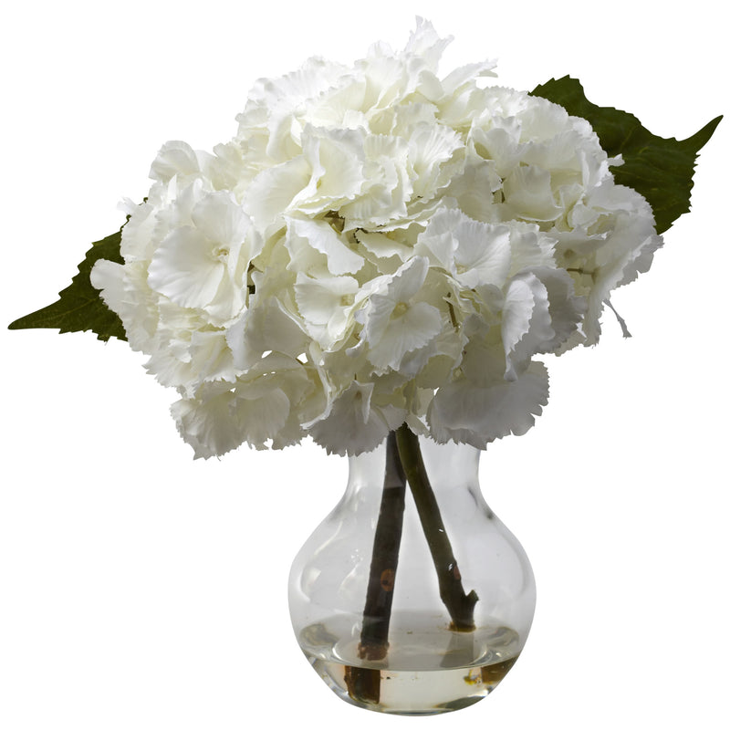 Blooming Hydrangea Silk Arrangement in Vase