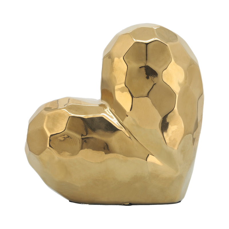 Gold Ceramic Heart 7.75", Decorative Objects
