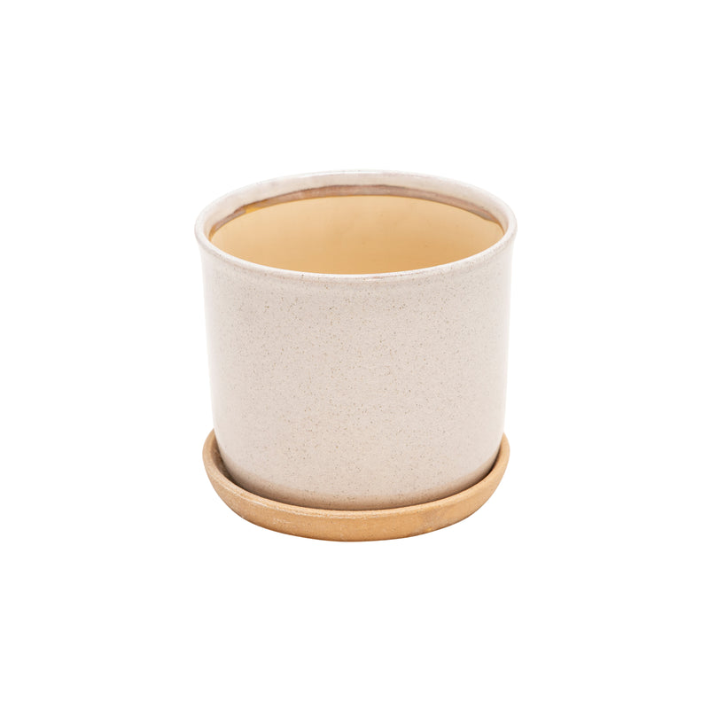 Set of 2 Planters with Saucer, Beige