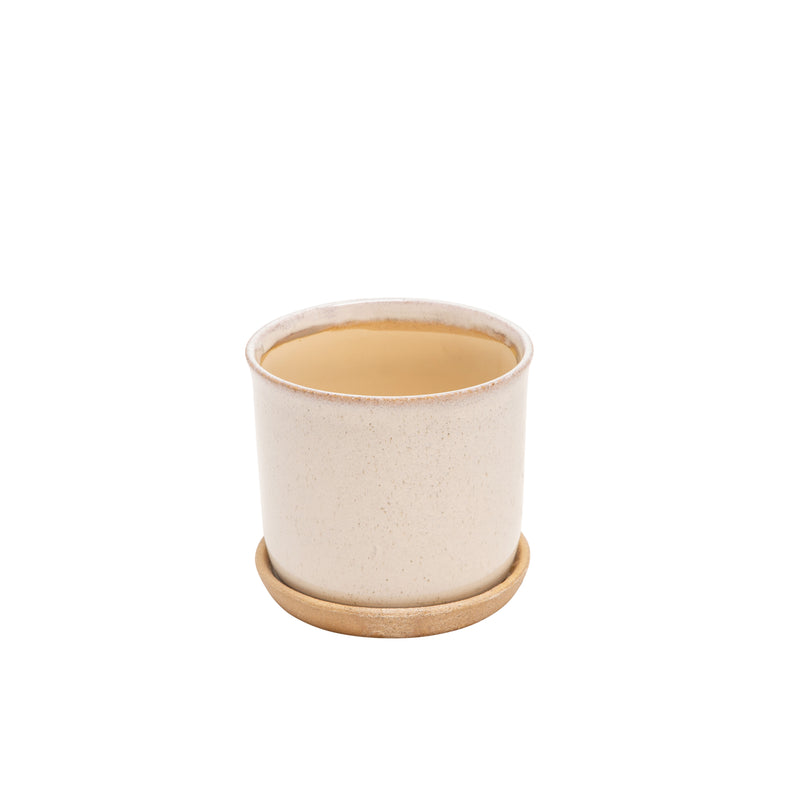 Set of 2 Planters with Saucer, Beige