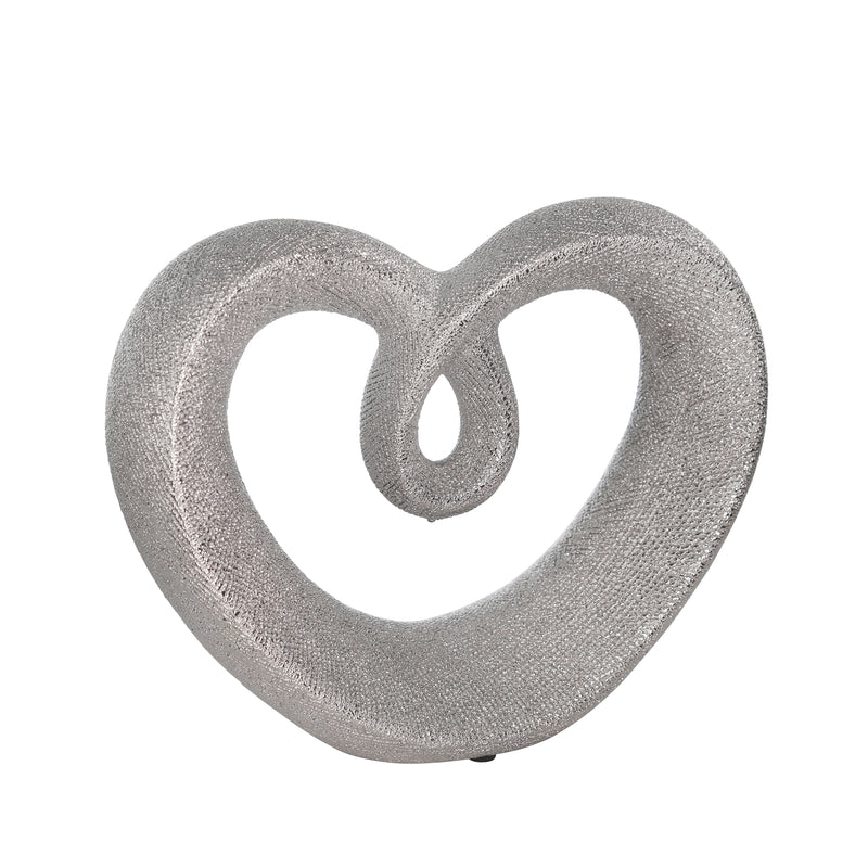 Ceramic 8" Beaded Heart Accent, Silver