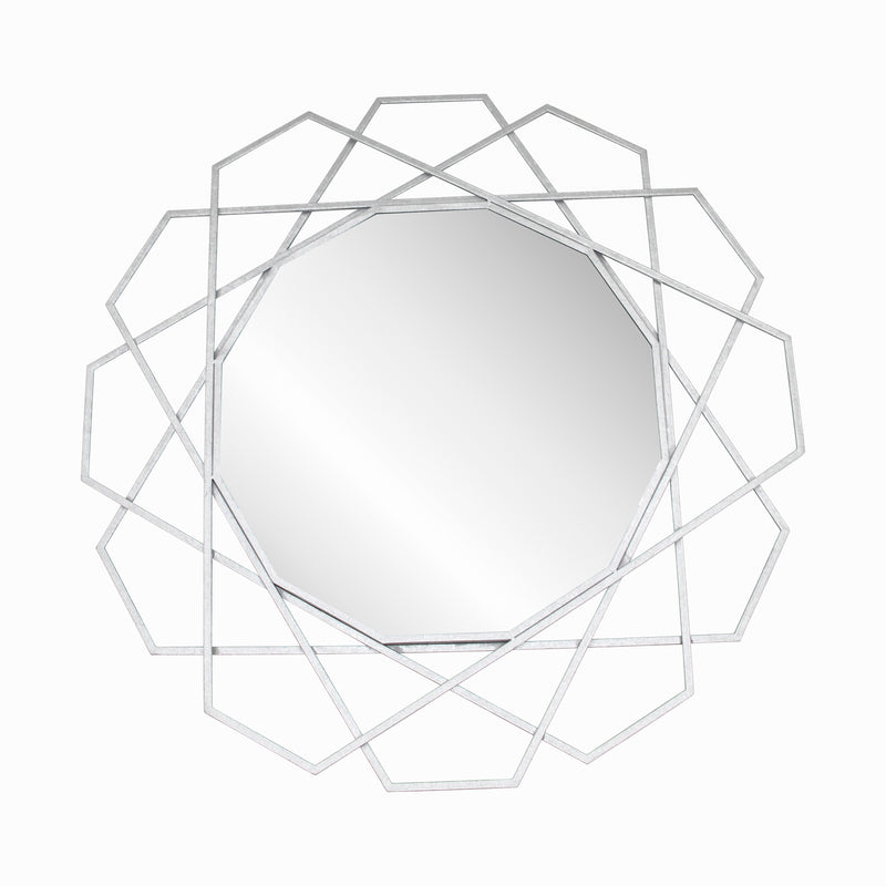 Metal 35" Geometric Mirror, Silver, Mirrors