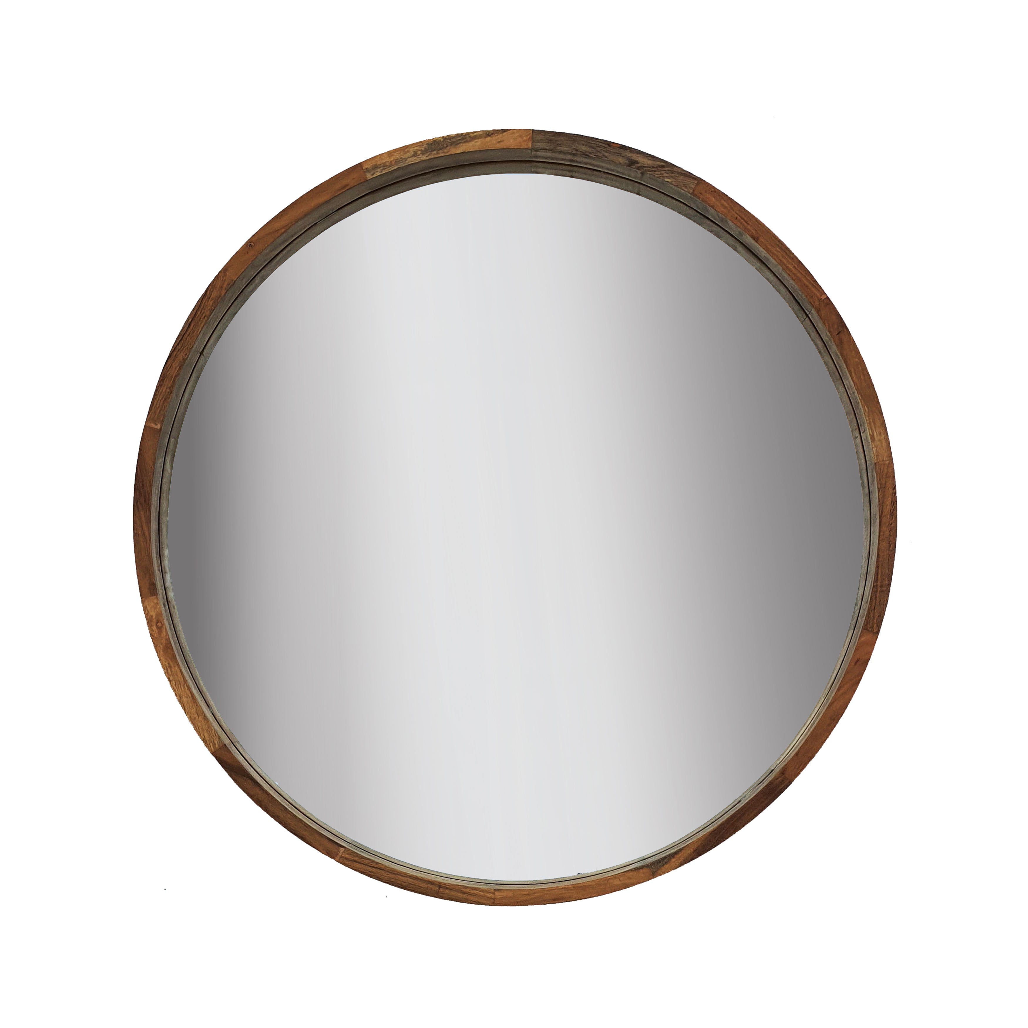 39" Round Mirror, Brown, Mirrors