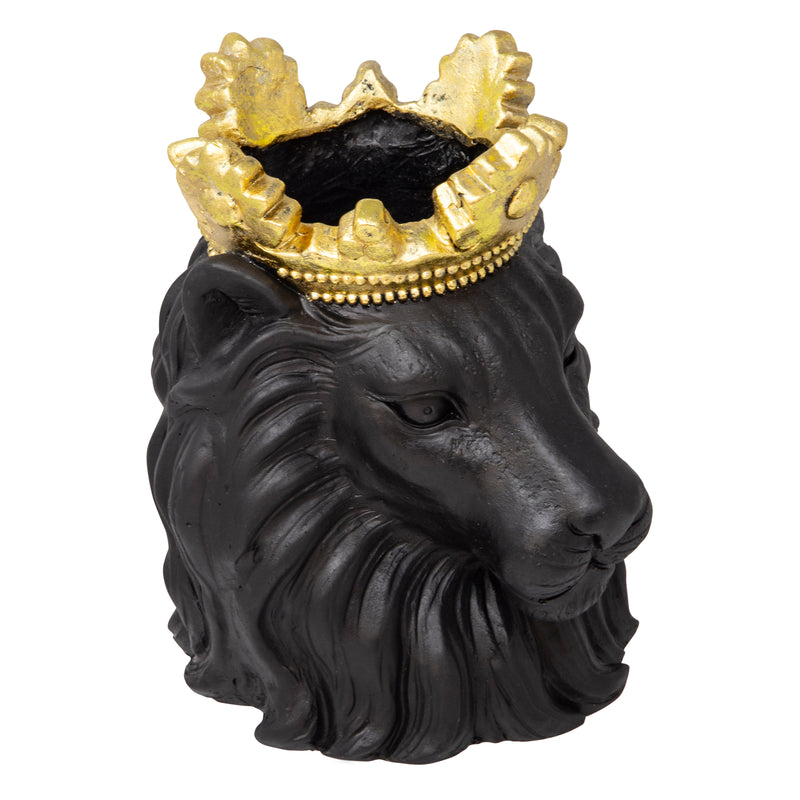 9" Lion with Crown, Black