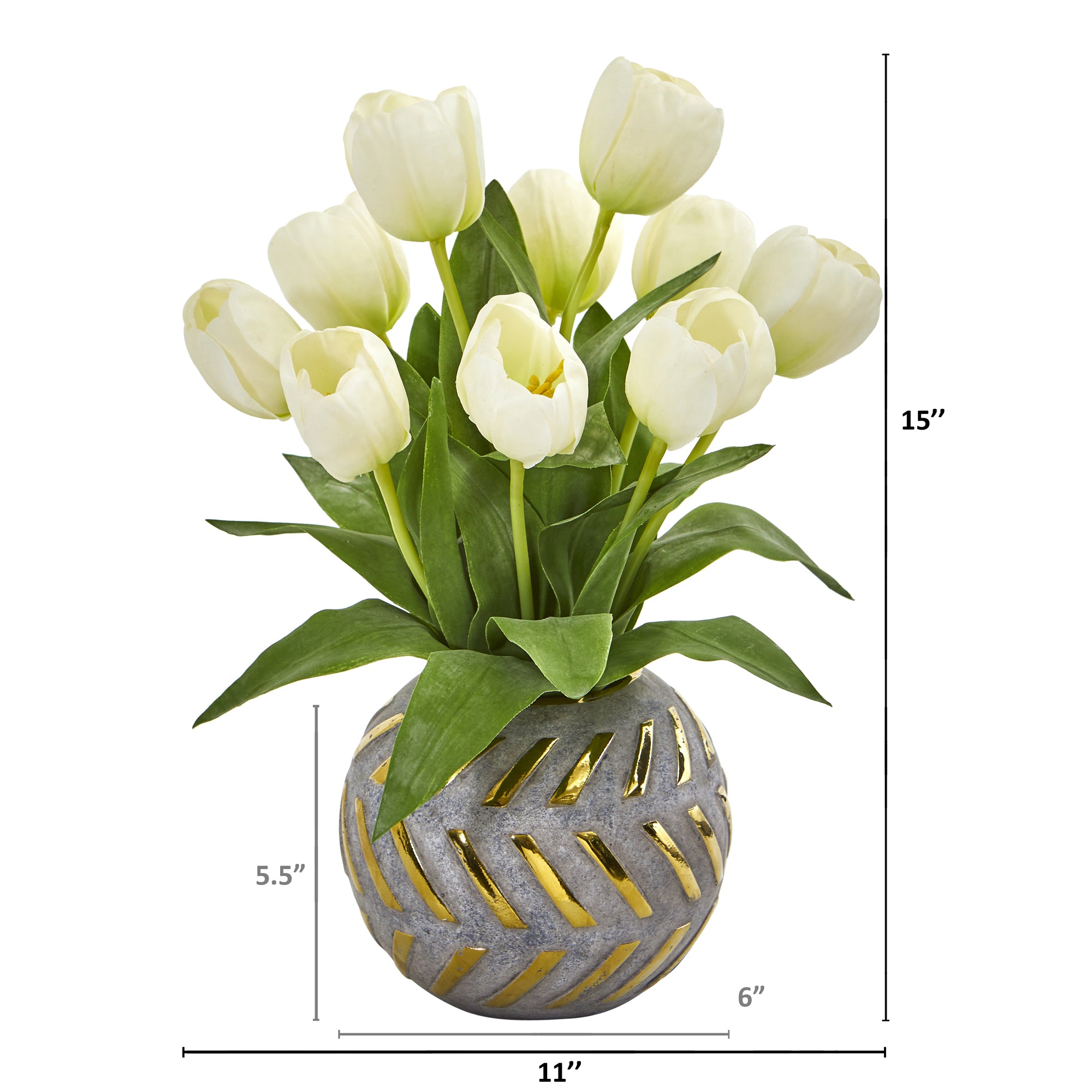 White Tulip Artificial Arrangement in Vase