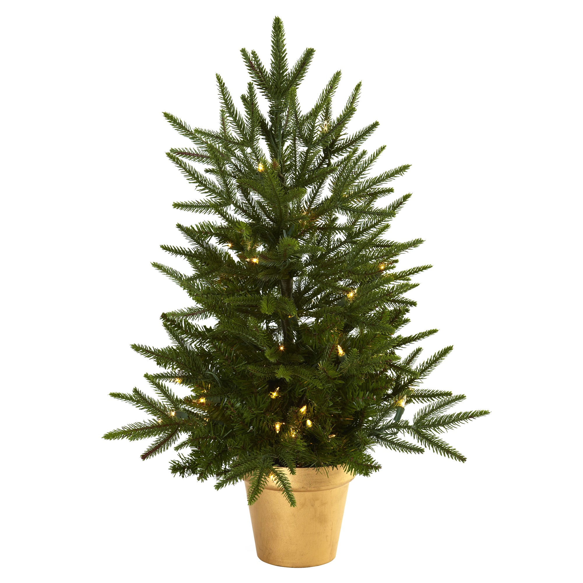 2.5' Christmas Tree w/Golden Planter & Clear Lights