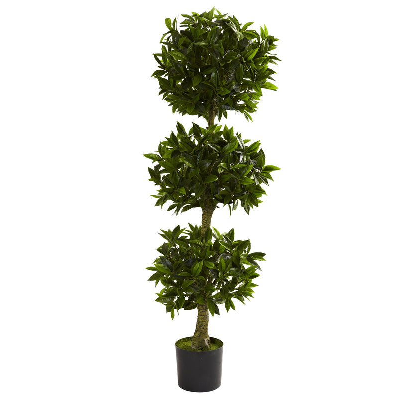 5' Triple Bay Leaf Topiary UV Resistant (Indoor/Outdoor)