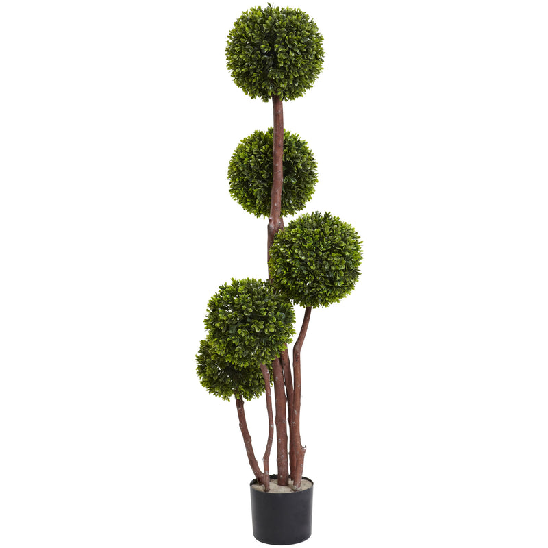 4" Boxwood Topiary x5 with 420 Lvs UV Resistant (Indoor/Outdoor)
