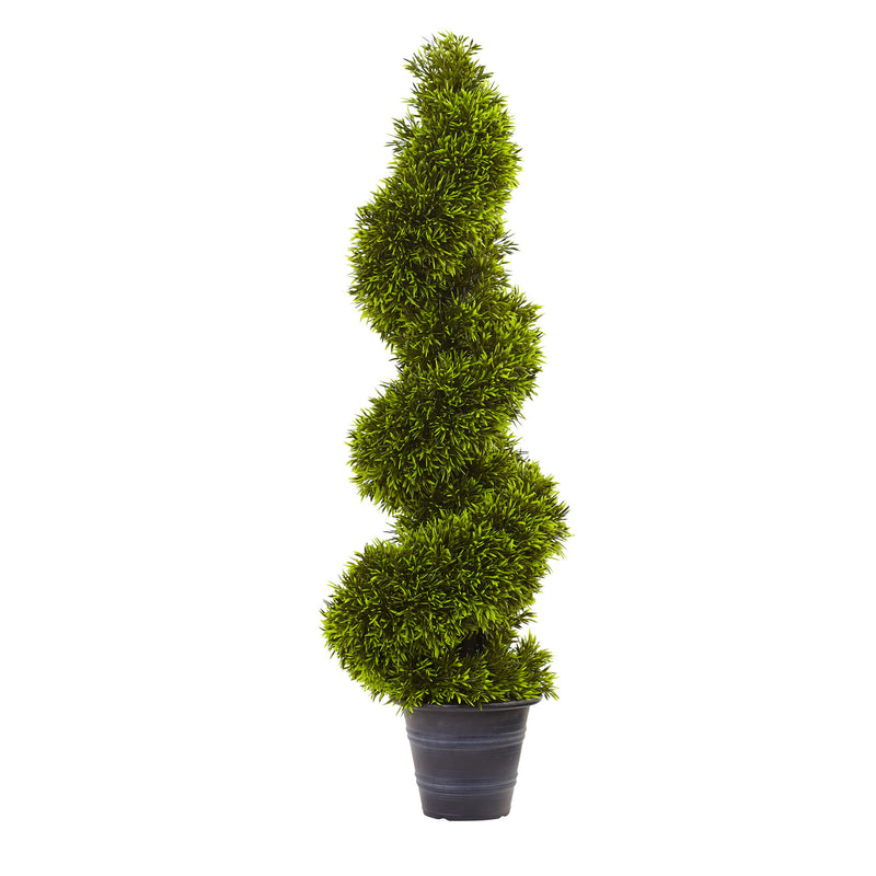 3' Grass Spiral Topiary with Decorative Planter