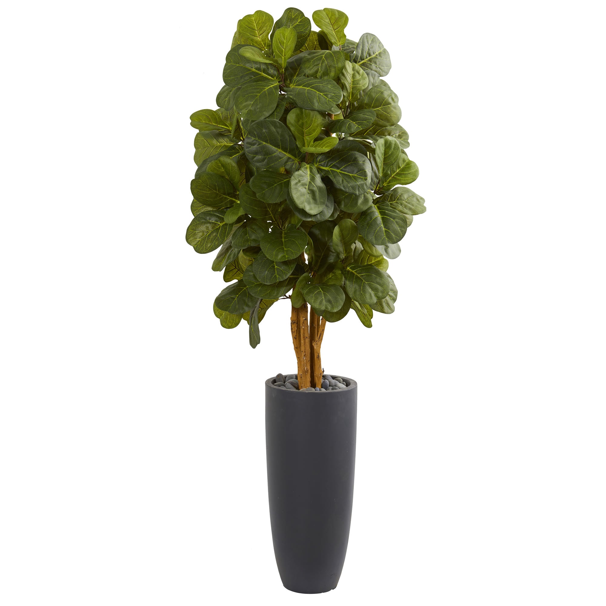 5.5" Fiddle Leaf Artificial Tree in Gray Cylinder Planter