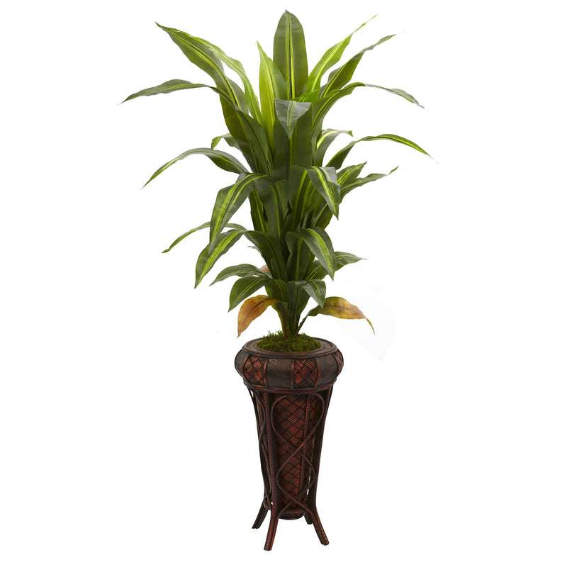 57" Dracaena with Stand Silk Plant (Real Touch)