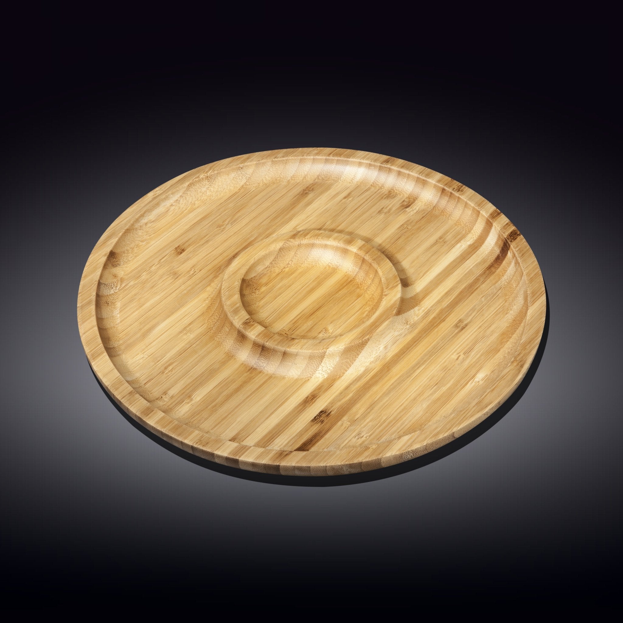 Natural Bamboo 2-Section Platters, Set of 6, 10"