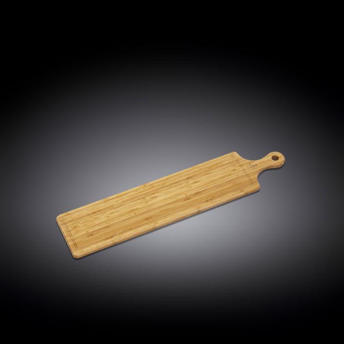 Set of 3 Natural Bamboo Long Serving Boards with Handle 26"