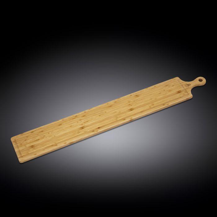 Set of 2 Natural Bamboo Long Serving Boards with Handle 39"