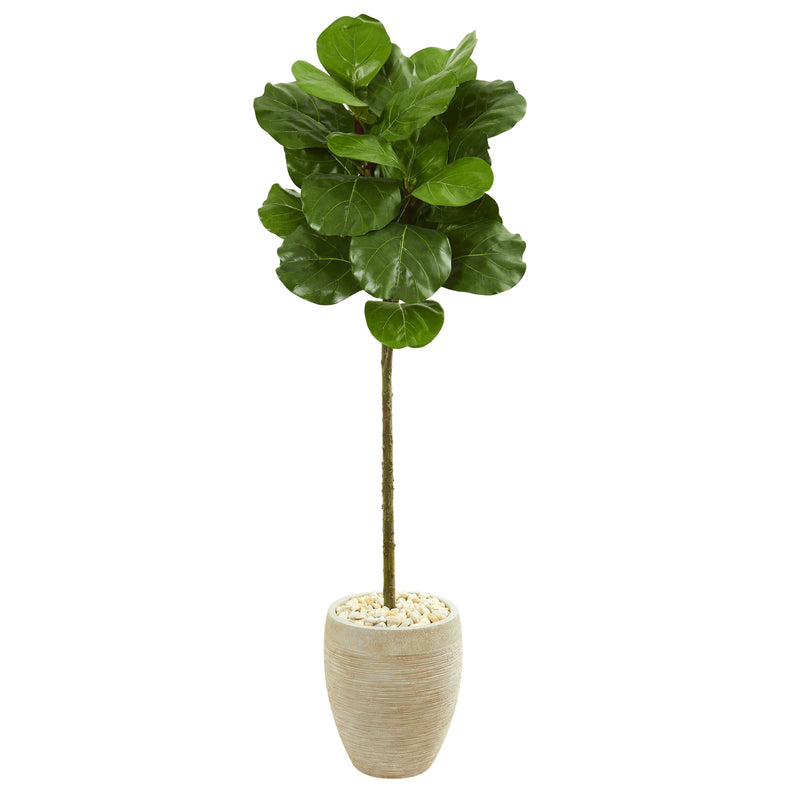 5" Fiddle Leaf Artificial Tree in Sand Colored Planter