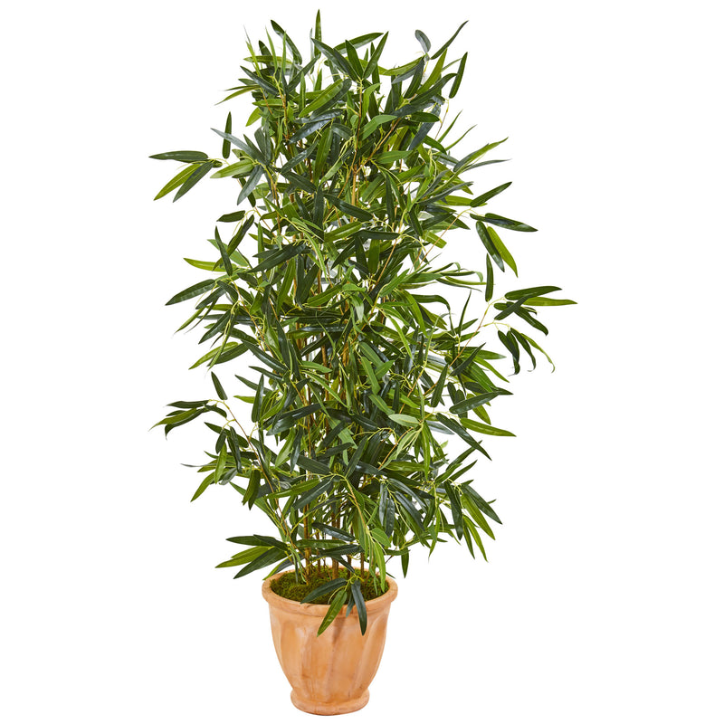 4.5' Bamboo Artificial Tree in Terra Cotta Planter (Real Touch) UV Resistant (Indoor/Outdoor)