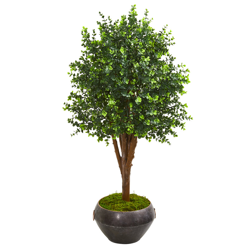 50" Eucalyptus Artificial Tree in Metal Bowl UV Resistant (Indoor/Outdoor)