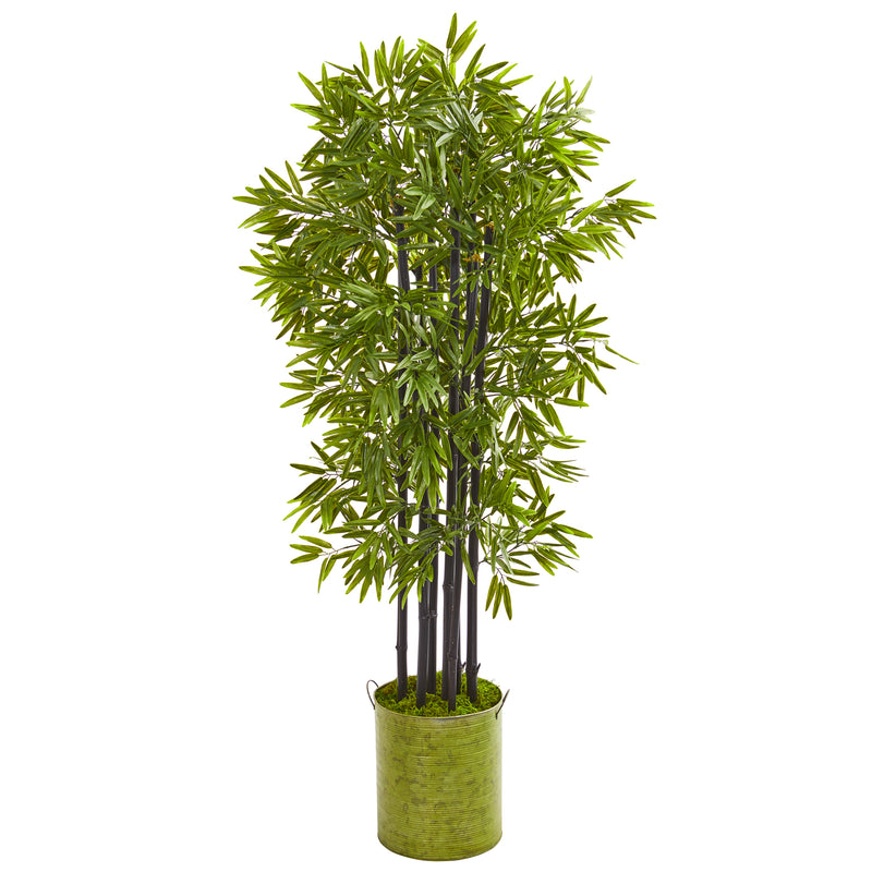 57" Bamboo Artificial Tree with Black Trunks in Green Planter UV Resistant (Indoor/Outdoor)