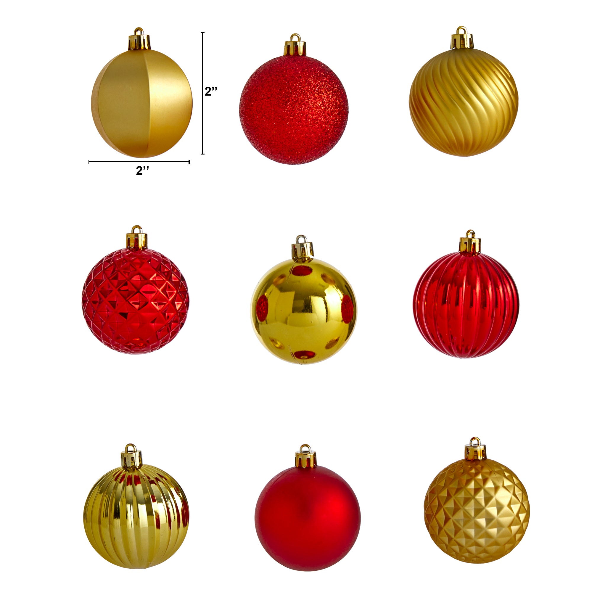 Holiday Shatterproof, 101 Count Christmas Tree Ornament Set, 60mm with Re-Useable Tube