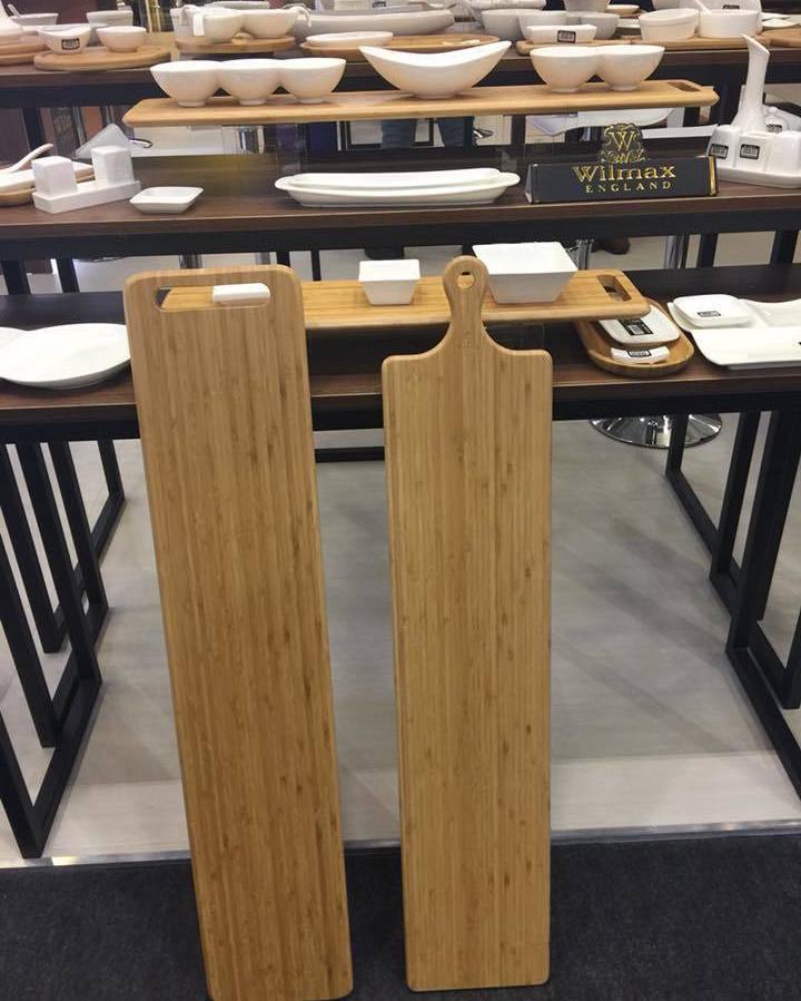 Natural Bamboo Long Serving Boards, Set of 2, 31.5"