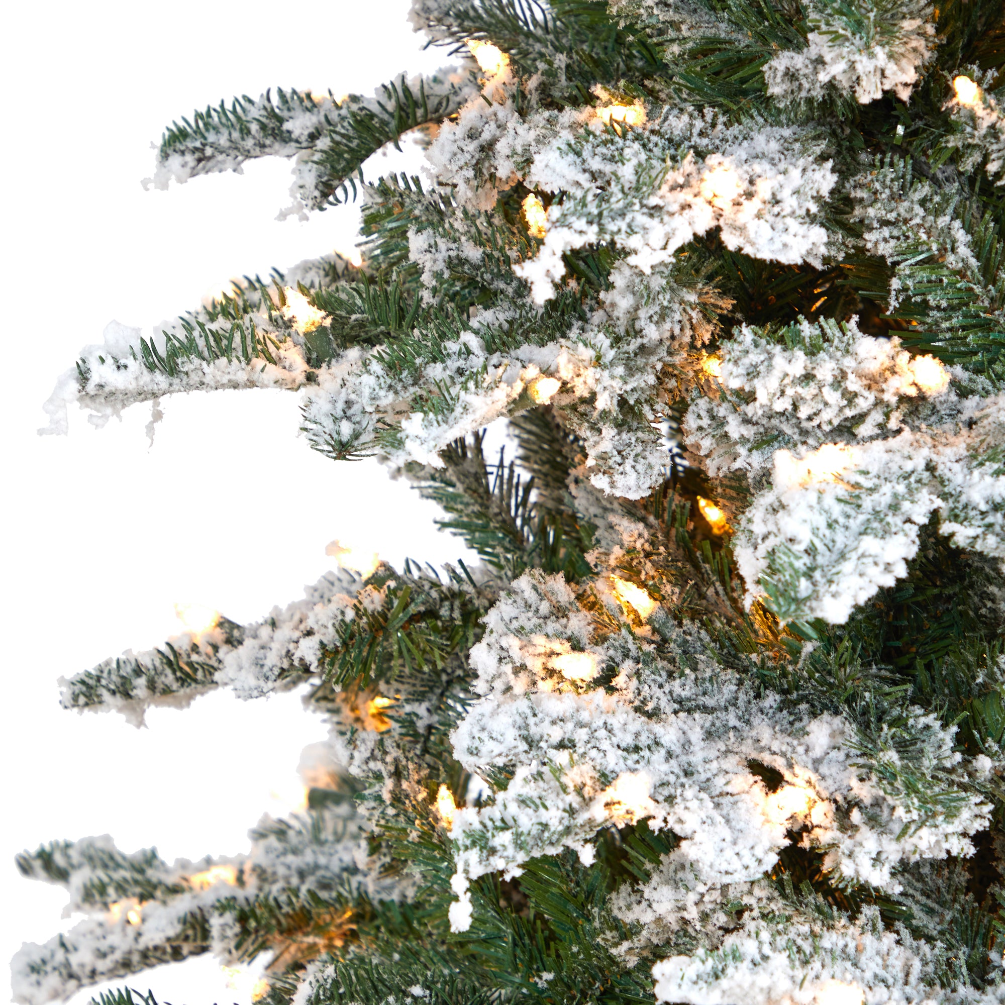 8' Flocked North Carolina Fir Artificial Christmas Tree with 650 Warm White Lights and 2593 Bendable Branches