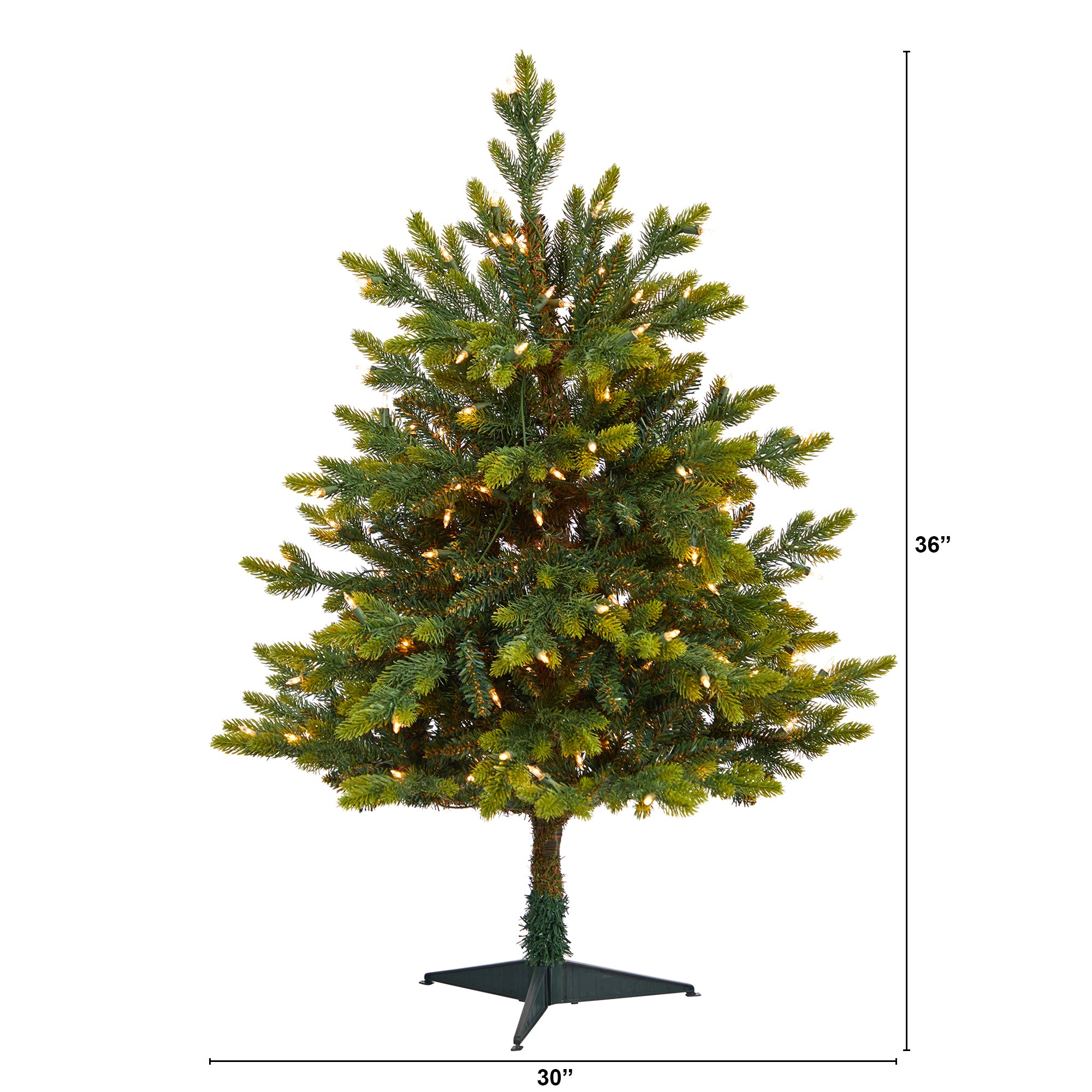 3' North Carolina Fir Artificial Christmas Tree with 150 Clear Lights and 563 Bendable Branches