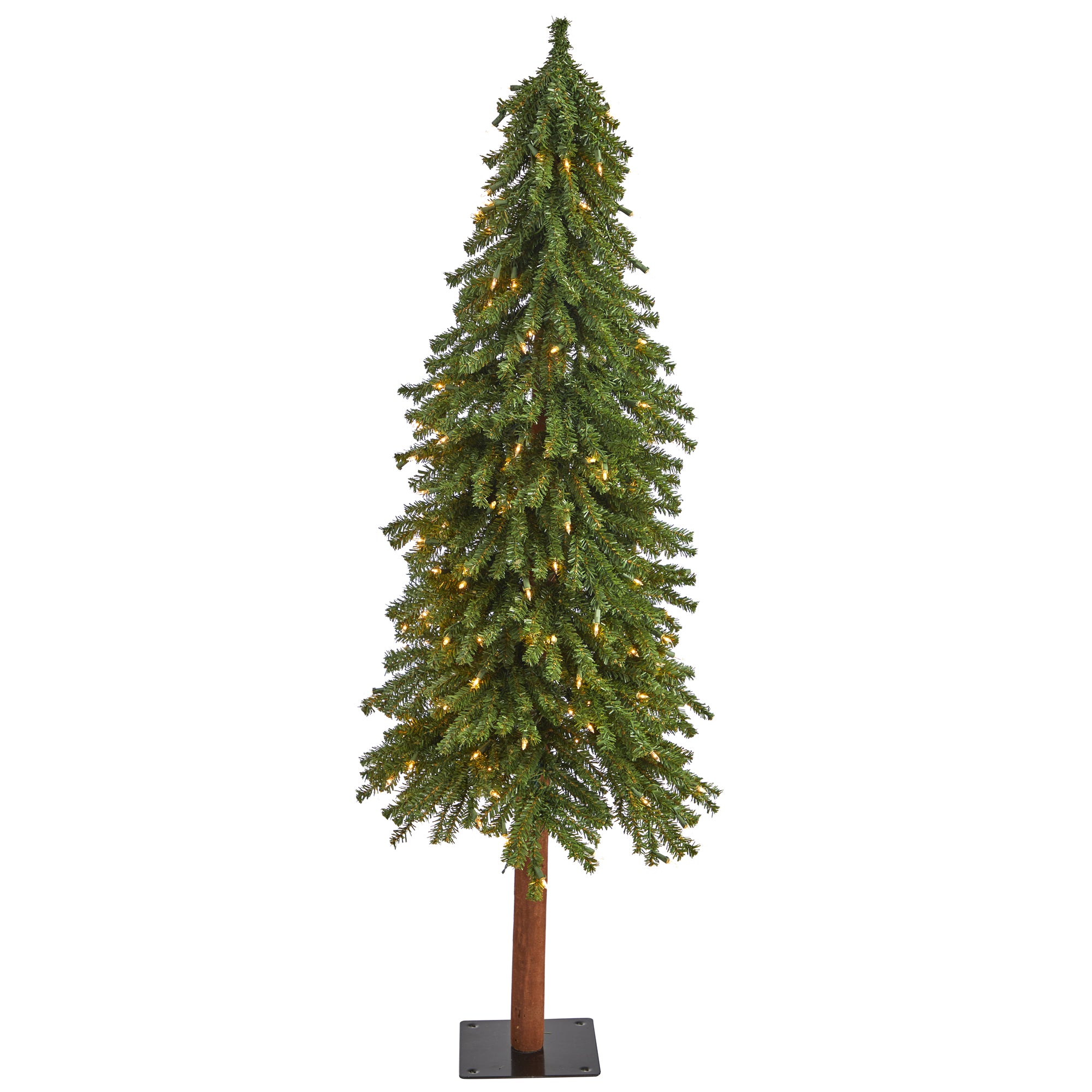 5' Grand Alpine Artificial Christmas Tree with 200 Clear Lights and 469 Bendable Branches on Natural Trunk