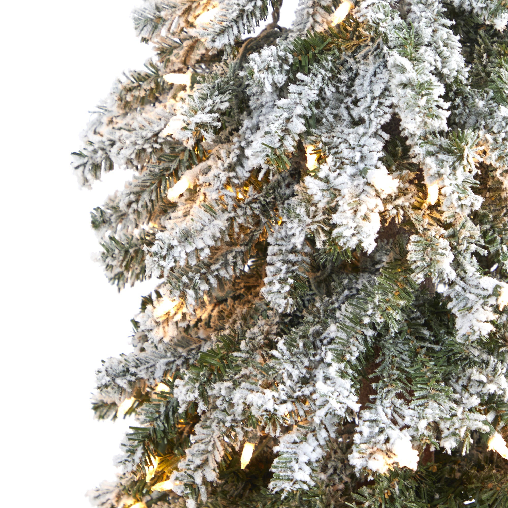6' Flocked Grand Alpine Artificial Christmas Tree with 300 Clear Lights and 601 Bendable Branches on Natural Trunk