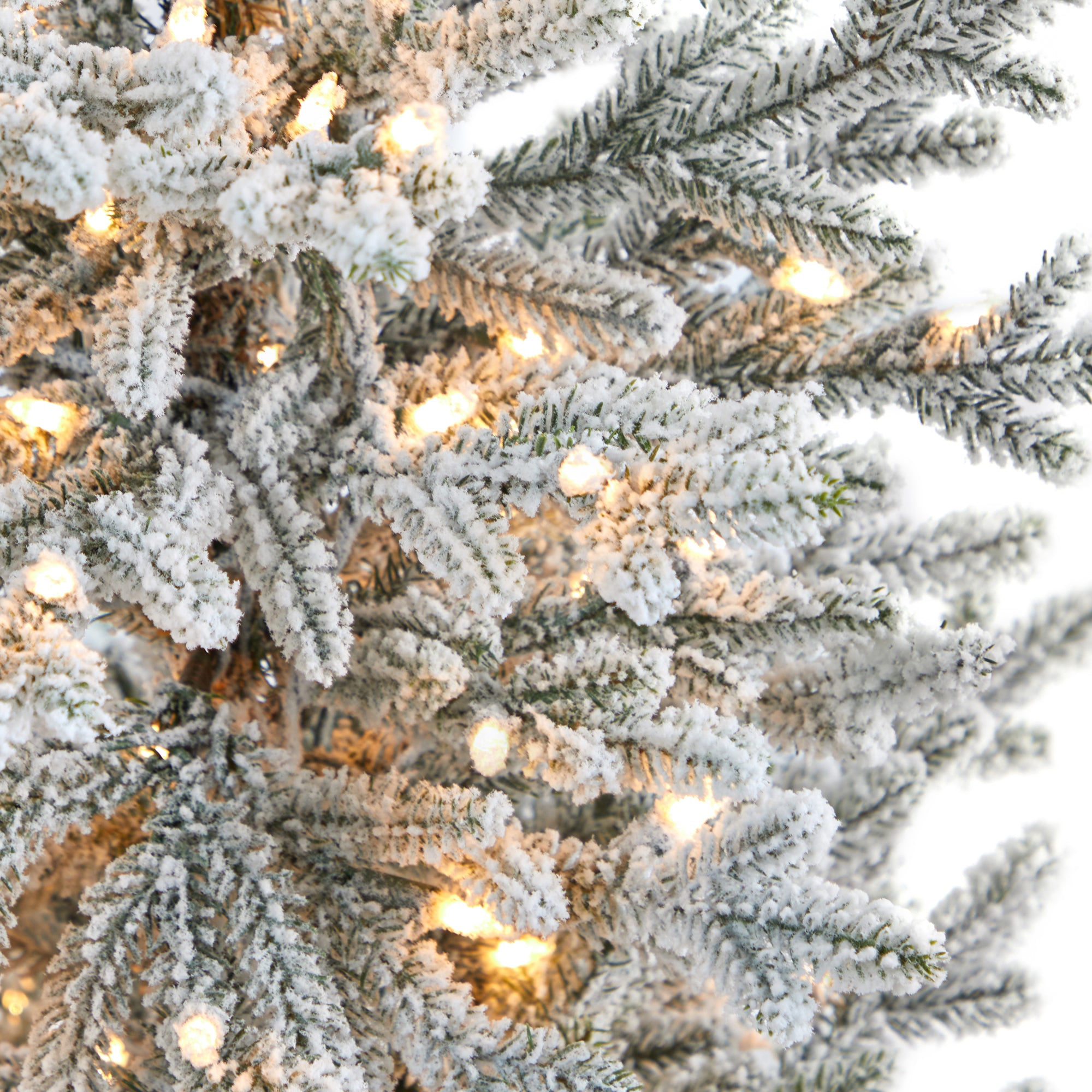 57"� Flocked Fraser Fir Artificial Christmas Tree with 300 Warm White Lights and 967 Bendable Branches in Tower Planter