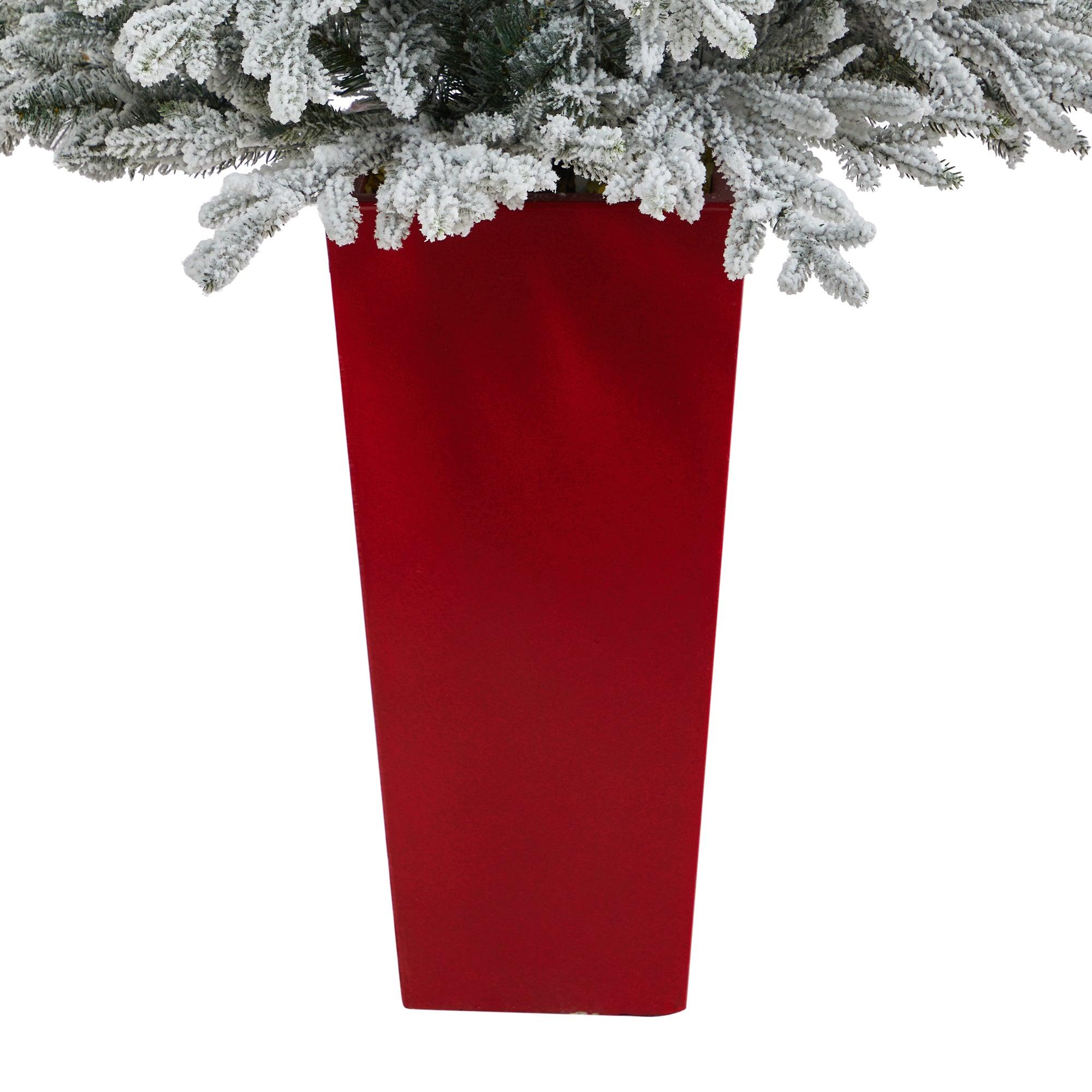 57"� Flocked Fraser Fir Artificial Christmas Tree with 300 Warm White Lights and 967 Bendable Branches in Tower Planter