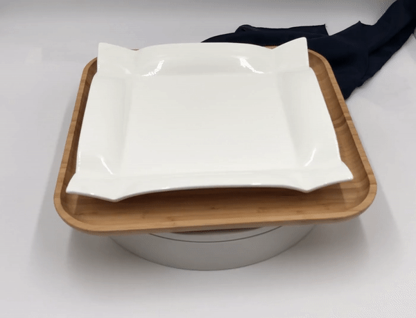 Square Bamboo and Porcelain Dinnerware Set