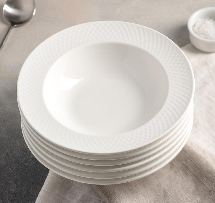 Fine Porcelain Deep Plates 9" (Set of 6)