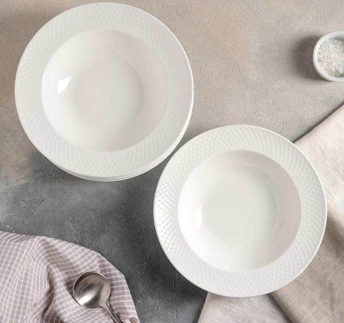Fine Porcelain Deep Plates 9" (Set of 6)