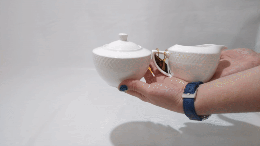 Fine Porcelain Sugar Bowl and Creamer Set