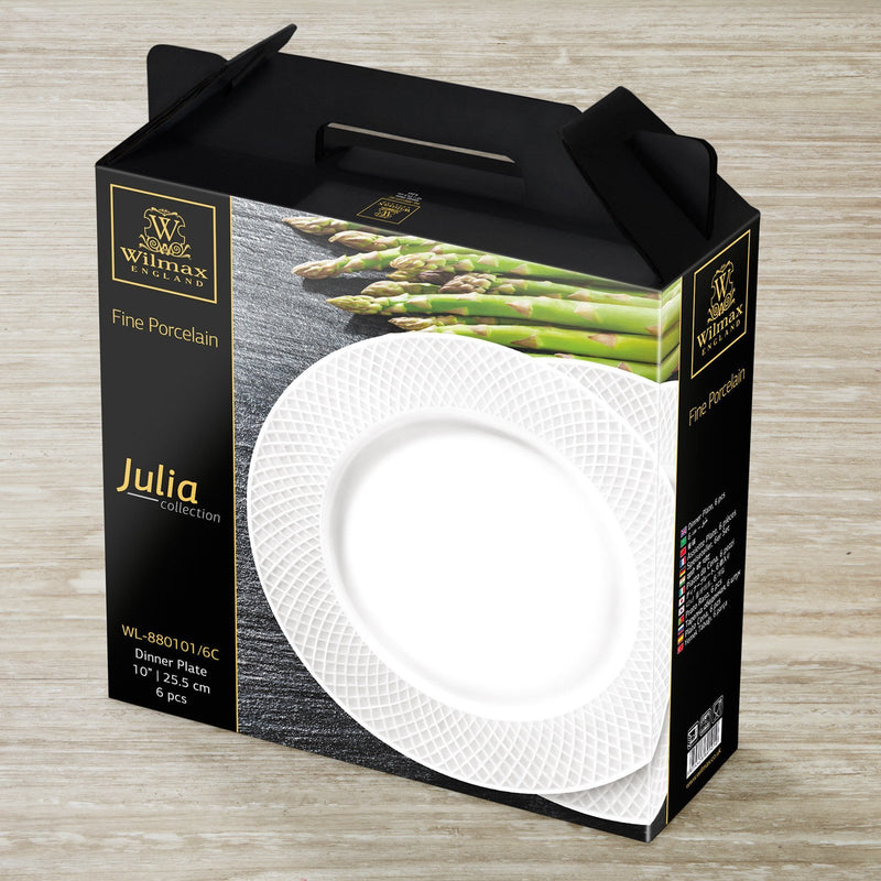 Julia Porcelain Dinner Plates 10" (Set of 6)