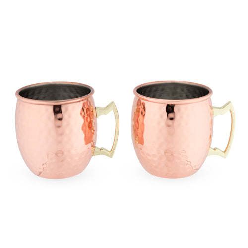 Hammered Moscow Mule Copper Mugs, 2 Pack 
