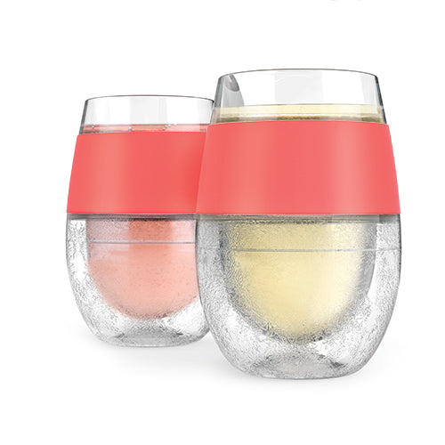 Set of 2 Wine Freeze Cooling Cups in Coral 